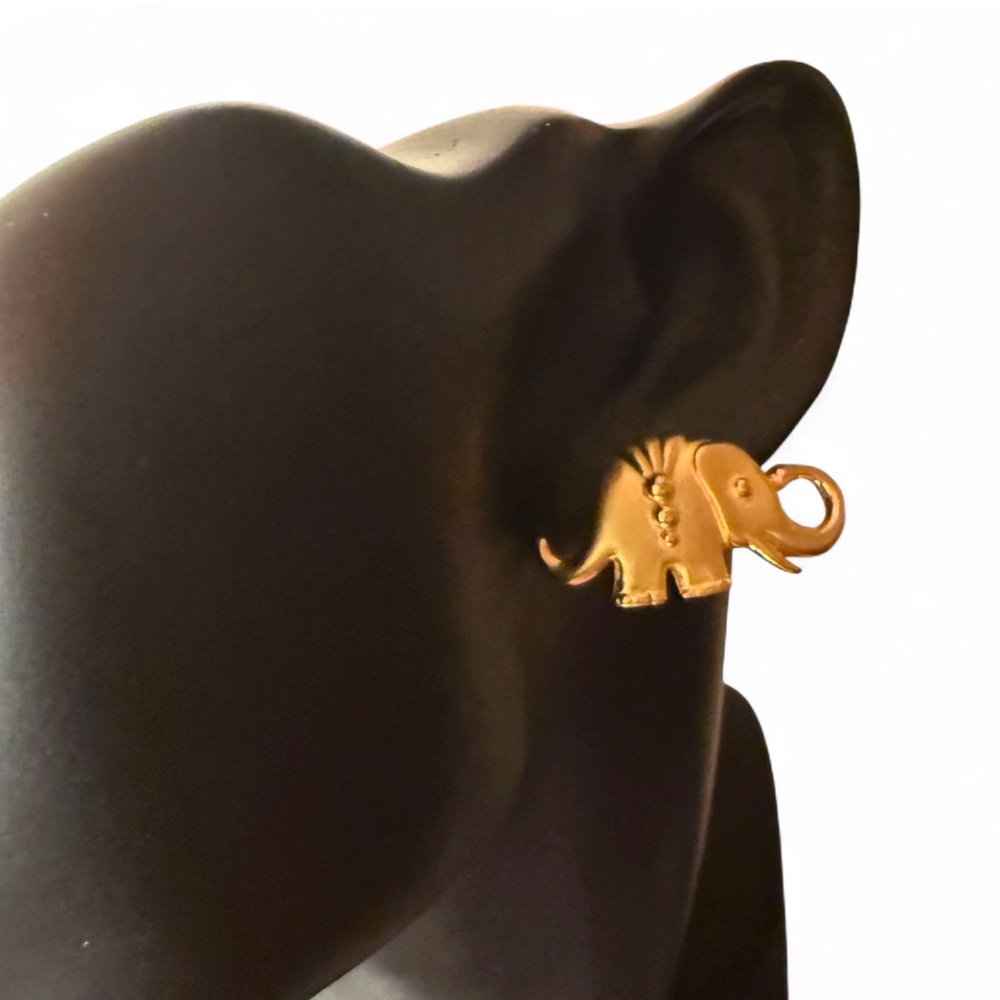 Elephant Gold-Tone Stud Earrings